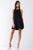 Black Sleeveless Crew Neck Side Snap Button Down Racerback Mini Tent Dress