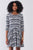 Navy & White Multi Print Round Neck 3/4 Sleeve A-line Mini Dress