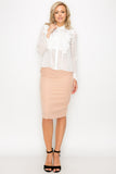 Ruffle Trim Long Sleeve Blouse
