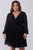 Plus Wrap Deep V-neck Long Puff Sleeve With Elasticated Cuff Pleated Mini Dress