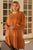 Plus Camel Round Neck Long Sleeve Drop Waist Sweatshirt Mini Dress