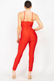 Solid Skinny Cinched Sweetheart Jumpsuit