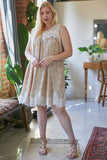 Plus Printed Round Neck Sleeveless Mini Dress