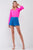 Blue Crochet High Waisted Ruffle Hem Shorts