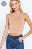 Round Neck Seamless Crop Tank Top