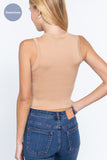 Round Neck Seamless Crop Tank Top