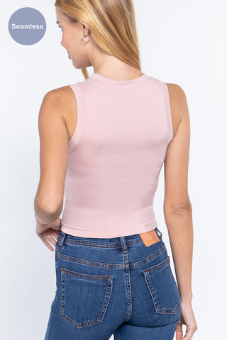 Round Neck Seamless Crop Tank Top