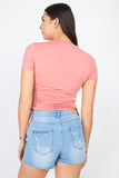 Ruched Sides Drawstring Crop Top