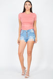 Ruched Sides Drawstring Crop Top