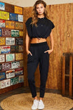 Hoodie Waist Adjustable Contrast Mesh Crop Top
