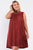Plus Rust And Nude Illusion High Neck Swing Dress