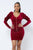 Soft Velvet Pleated Puff Sleeve Low V Neck Front And Back Mini Dress