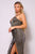 Glitter Spaghetti Strap Side Ruched Glitter Midi Dress