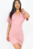 Dolman Sleeves Solid Mini Dress