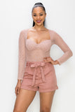 Diamond-patterned Sheer Bodysuit