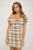 Puff Sleeves Plaid Mini Dress