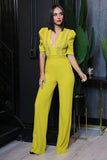 Deep V-neck Crochet Bodice Jumpsuit