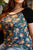 Plus Floral Print & Ribbed Black Colorblock Top