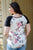 Plus Floral Print & Ribbed Black Colorblock Top