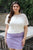 Plus Ivory Lace Detail Short Sleeve Top