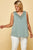 Plus Solid French Terry Slub Sleeveless Tank With Lace Neckline