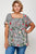 Plus Size Floral Check Printed Rayon Challis Square Neck Fashion Top