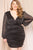 Glitter Mesh Shirring Side Plus Mini Dress