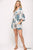 Patchwork Printed Surplice Romper With Waist Tassel Tie And Bottom Lining