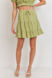 Three Layer Ruffle Drawstring Skirt