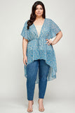 Plus Size, Ditsy Floral Print Cardigan