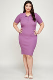 Plus Size Ribbed Knit Polo Dress