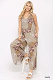 Rayon Gauze Patchwork Print Sleeveless Jumpsuit