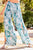 Back Elastic Waist Band Side Pockets Pleat Side Open Slit Tropical Print Pants