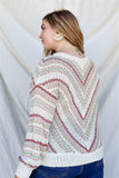 Plus Stripe Knit Cotton Blend Long Sleeve Top