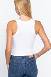 Halter Neck Rib Crop Tank Top