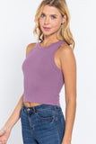 Halter Neck Rib Crop Tank Top