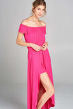 Off Shoulder Solid Jersey Romper Maxi