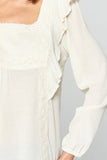 Solid Loose-fit Gauze Peasant Blouse