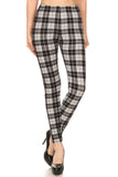 Plaid High Waisted Leggings In A Fitted Style, With An Elastic Waistband