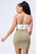 Multi Fabric Bralette Side Cutout With Gold Chain Zipper Closure Back Bodycon Mini Dress