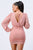 Lux Mesh Layered Lining V Neck Bubble Slv Bodycon Dress