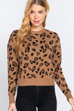 Long Slv Print Jacquard Sweater