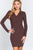 Long Slv V-neck Sweater Rib Mini Dress