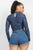 Embroidered Mock Neck Keyhole Bodysuit