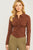 Woven Solid Ruched Front Long Sleeve