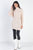Ecru Cotton Blend Knit Ribbed Turtle Neck Sweater