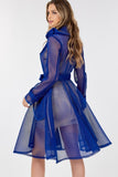 Side Tacking Waist Tie Mesh Coat