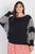 Plus Black Flannel Leopard Print Colorblock Dolman Sleeve Top