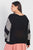 Plus Black Flannel Leopard Print Colorblock Dolman Sleeve Top