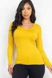 Scoop Neck Solid Long Sleeve Cozy Top